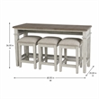 Pemberly Row 4 Piece Console Bar Table and Stool Set with Charging in White