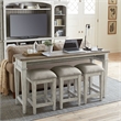 Pemberly Row 4 Piece Console Bar Table and Stool Set with Charging in White