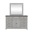 Pemberly Row King Panel Bed with Dresser and Mirror Set in White