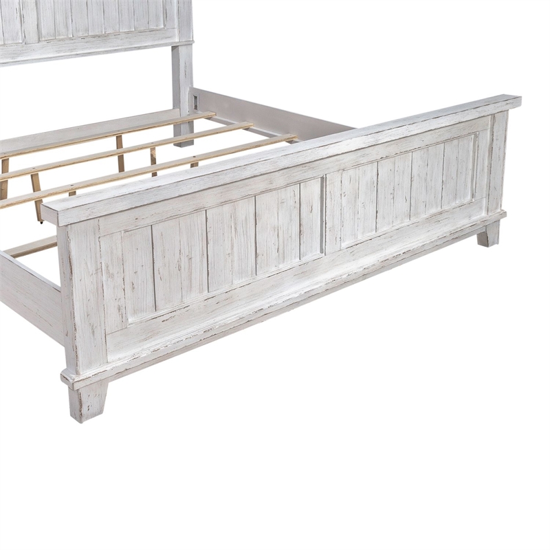 Pemberly Row King Panel Bed with Dresser and Mirror Set in White