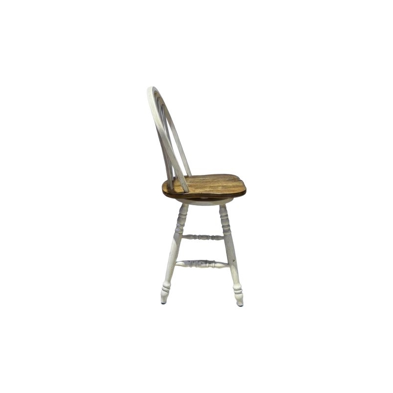 Pemberly Row Windsor Swivel Counter Chair with Arrow Back in White