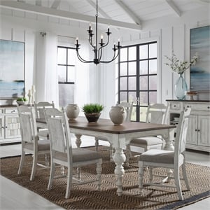 Pemberly Row 7 Piece Rectangular Table Dining Room Set in White