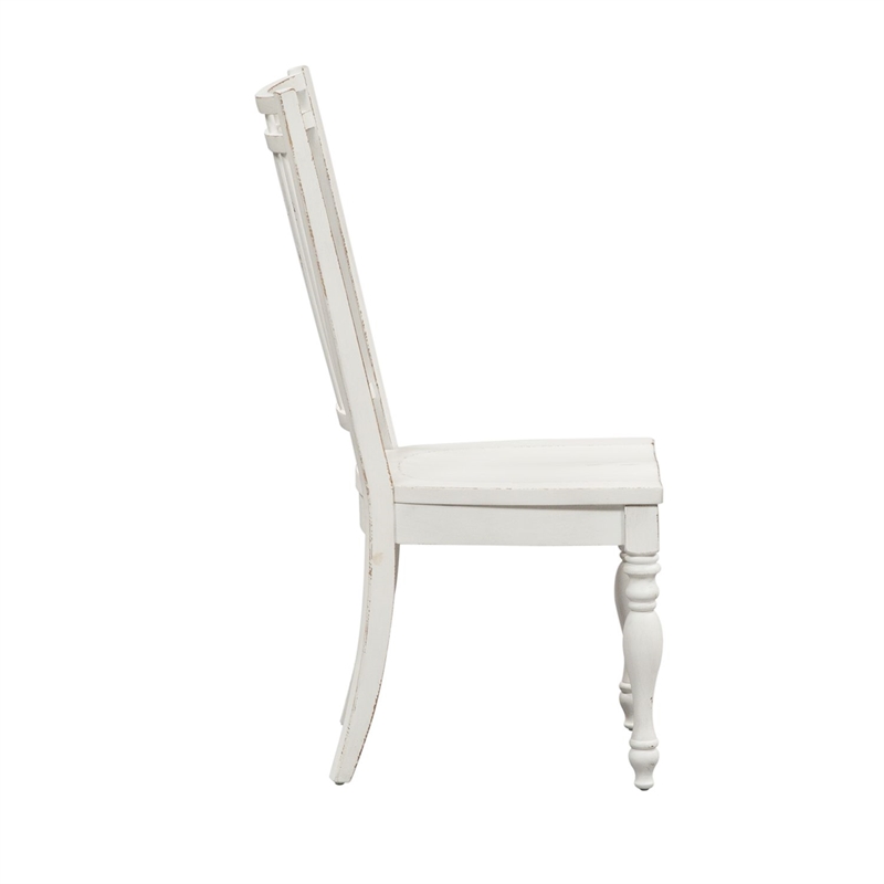 Pemberly Row Spindle Back Side Chair with Saddle Seat Set of 2 in White