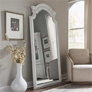 Pemberly Row 78 Inch Arched Floor Mirror with Beveled Edge in White
