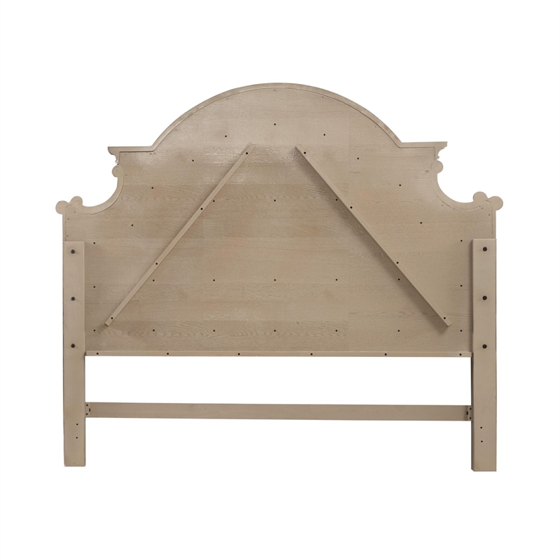 Pemberly Row King Upholstered Panel Headboard with Arched Crown in Brown