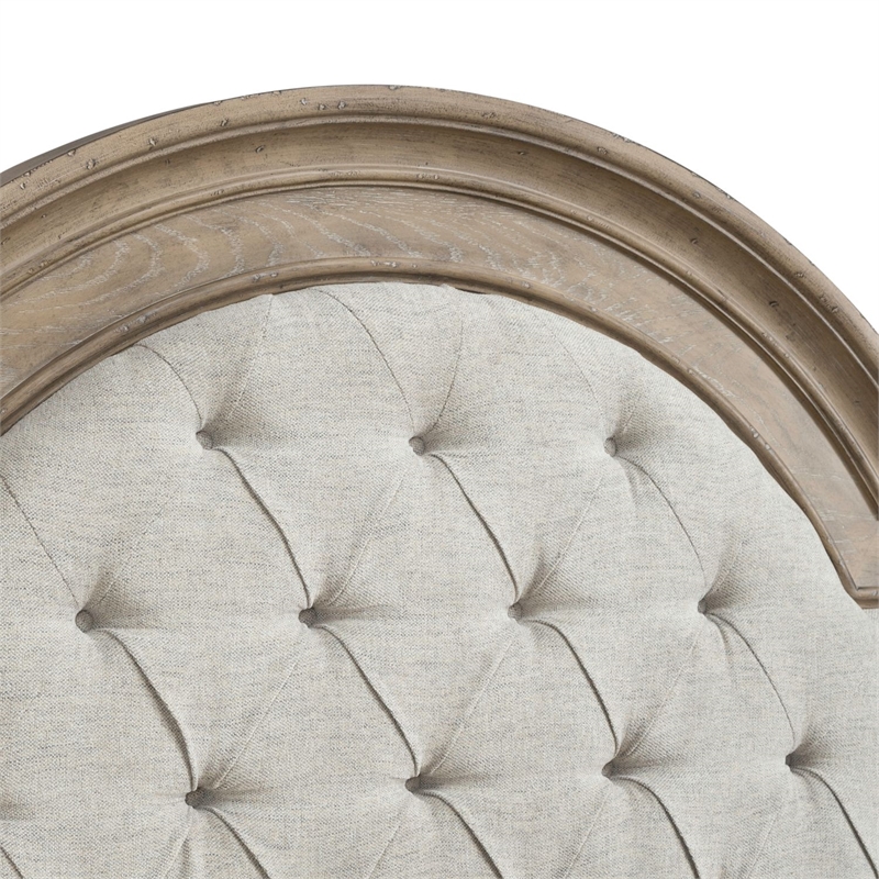 Pemberly Row King Upholstered Panel Headboard with Arched Crown in Brown