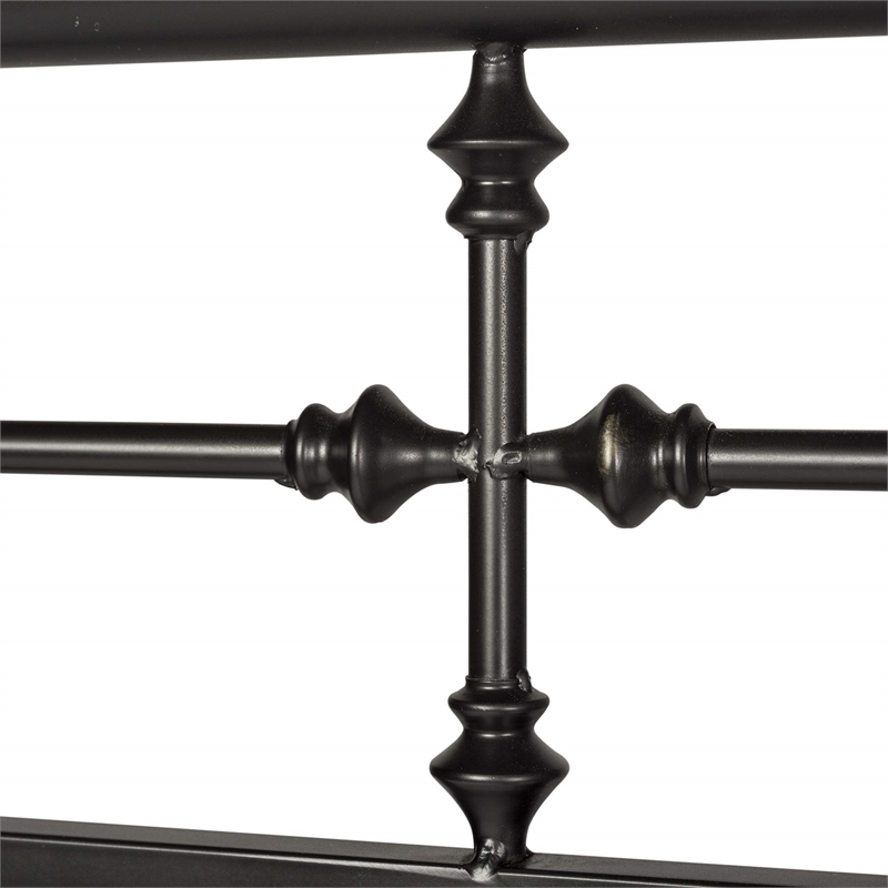 Pemberly Row Queen Metal Headboard with Turned Spindles in Black