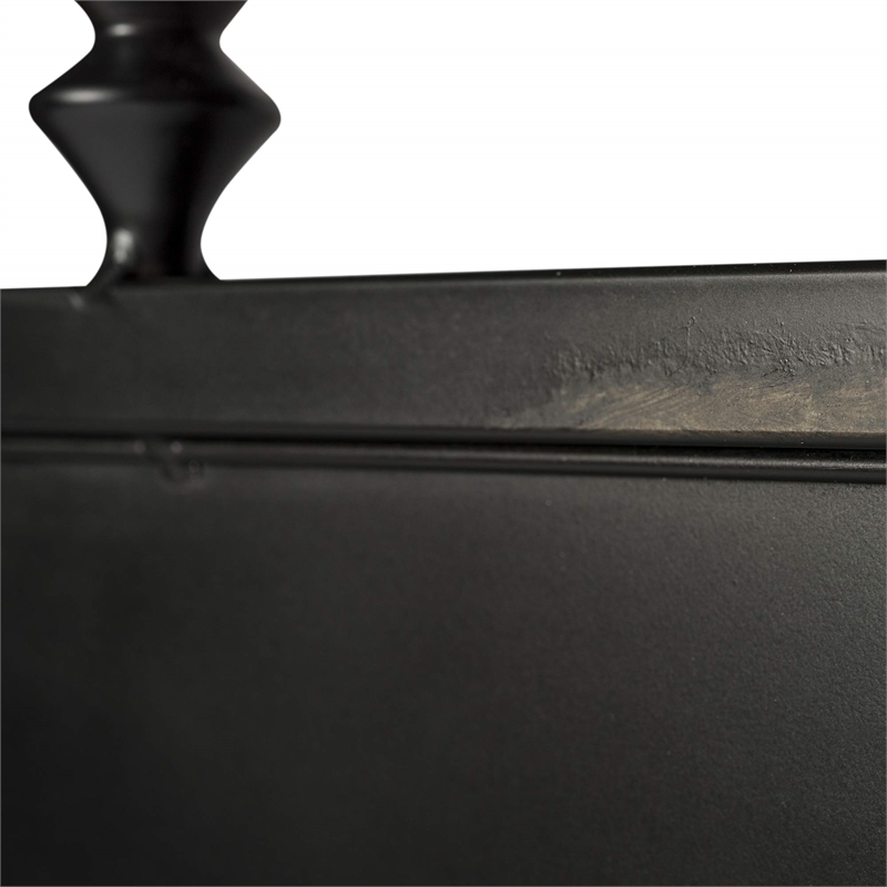 Pemberly Row Queen Metal Headboard with Turned Spindles in Black