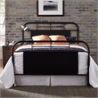 Pemberly Row King Metal Bed with Headboard Footboard and Rails in Black