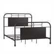 Pemberly Row King Metal Bed with Headboard Footboard and Rails in Black