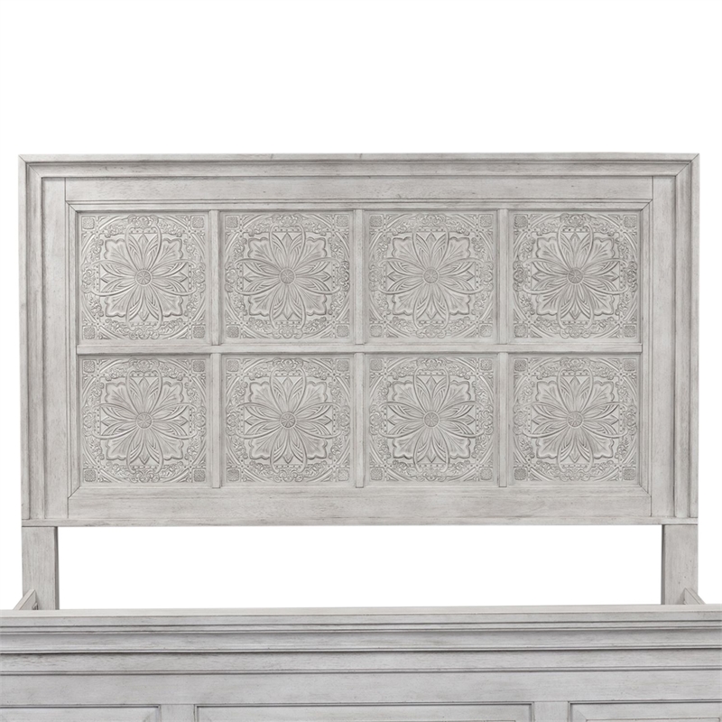 Pemberly Row King Decorative Panel Headboard with Ceiling Tile Design in White