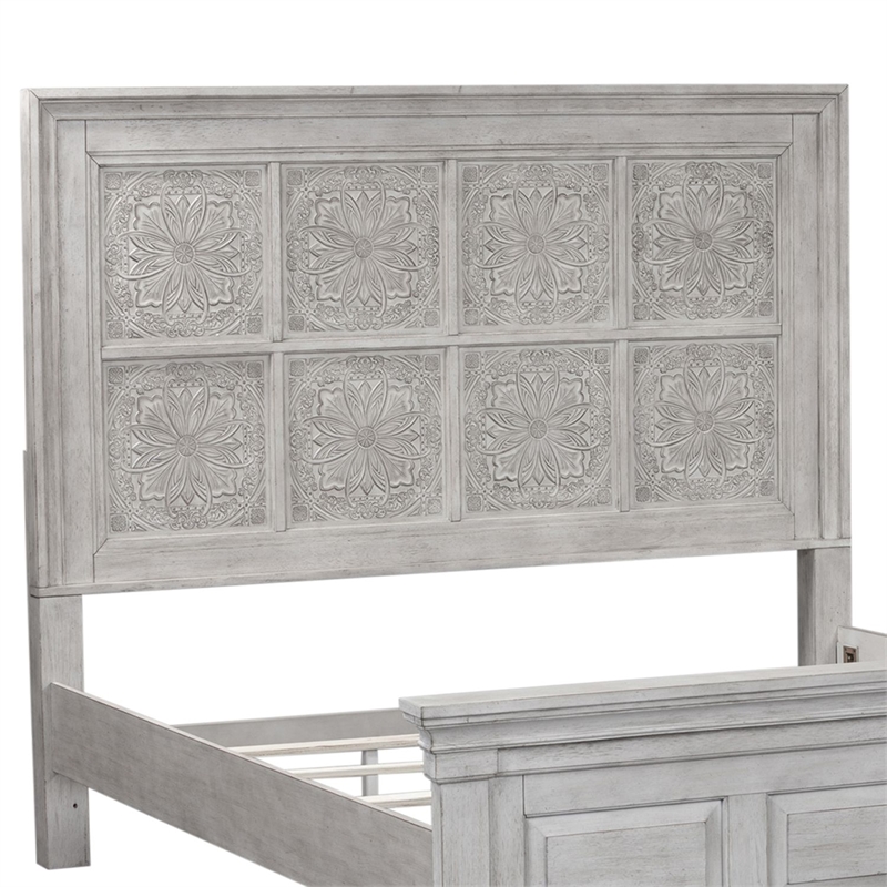 Pemberly Row King Decorative Panel Headboard with Ceiling Tile Design in White