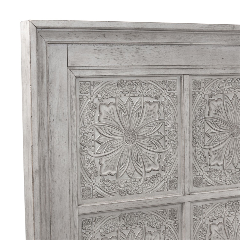 Pemberly Row King Decorative Panel Headboard with Ceiling Tile Design in White