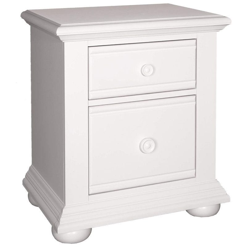 Pemberly Row 2 Drawer Nightstand with Felt Lining and Bun Feet in Oyster White
