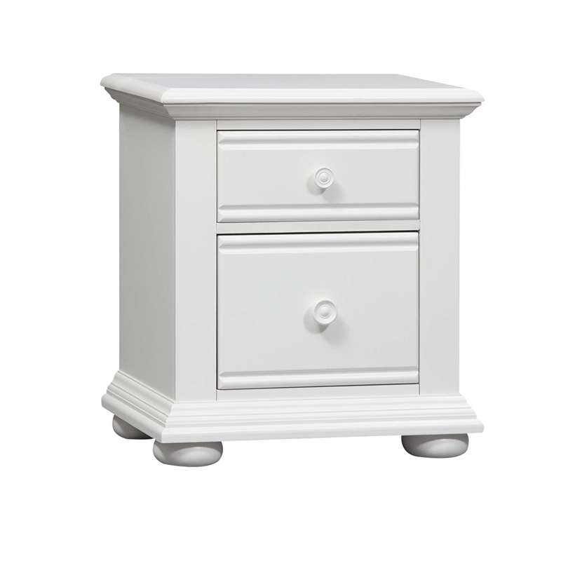 Pemberly Row 2 Drawer Nightstand with Felt Lining and Bun Feet in Oyster White