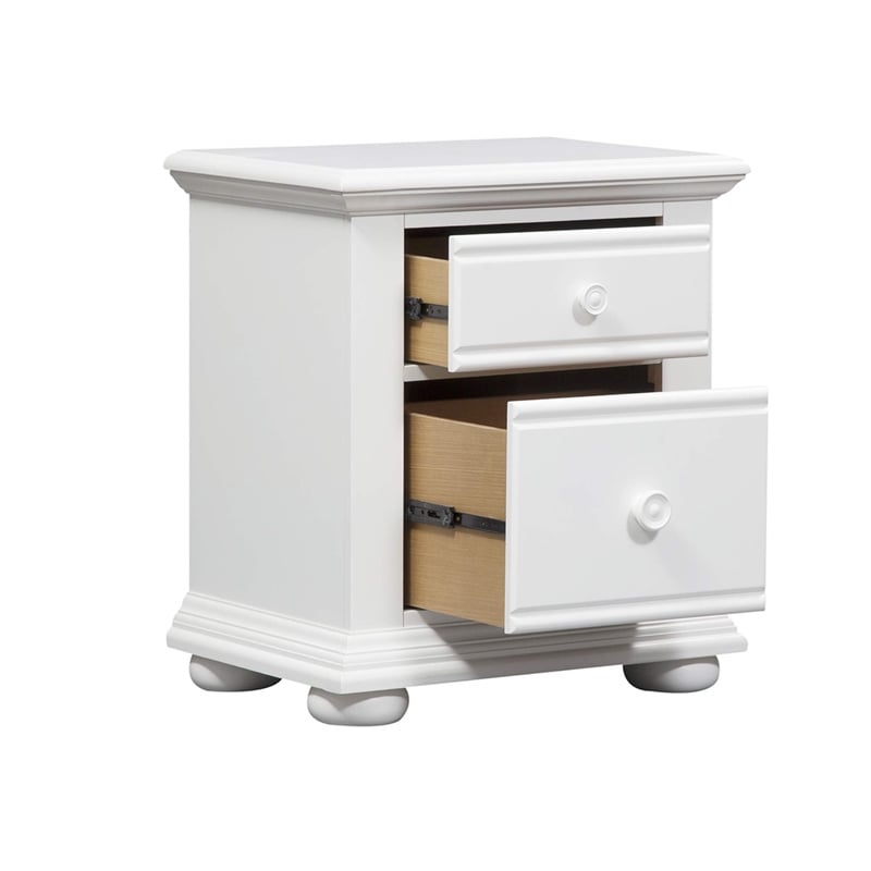 Pemberly Row 2 Drawer Nightstand with Felt Lining and Bun Feet in Oyster White