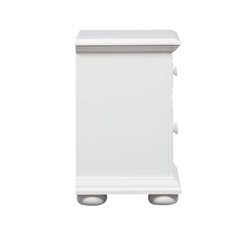 Pemberly Row 2 Drawer Nightstand with Felt Lining and Bun Feet in Oyster White