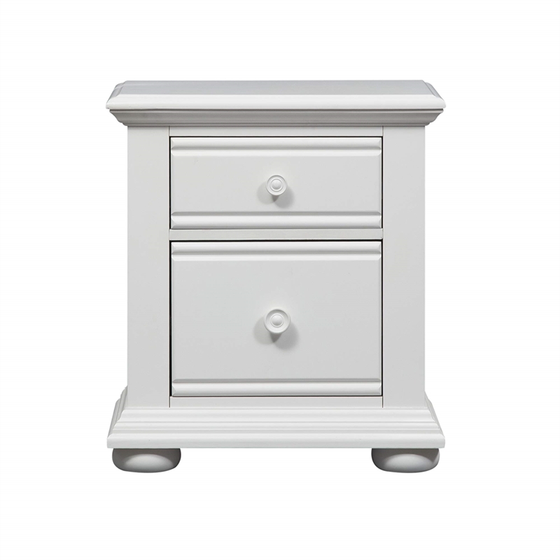 Pemberly Row 2 Drawer Nightstand with Felt Lining and Bun Feet in Oyster White
