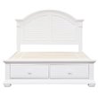 Pemberly Row Queen Panel Headboard with Louvered Panels in Oyster White