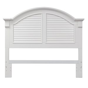 Pemberly Row Queen Panel Headboard with Louvered Panels in Oyster White