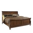 Pemberly Row King Sleigh Bed with Rolled Cap Rail in Rustic Cherry