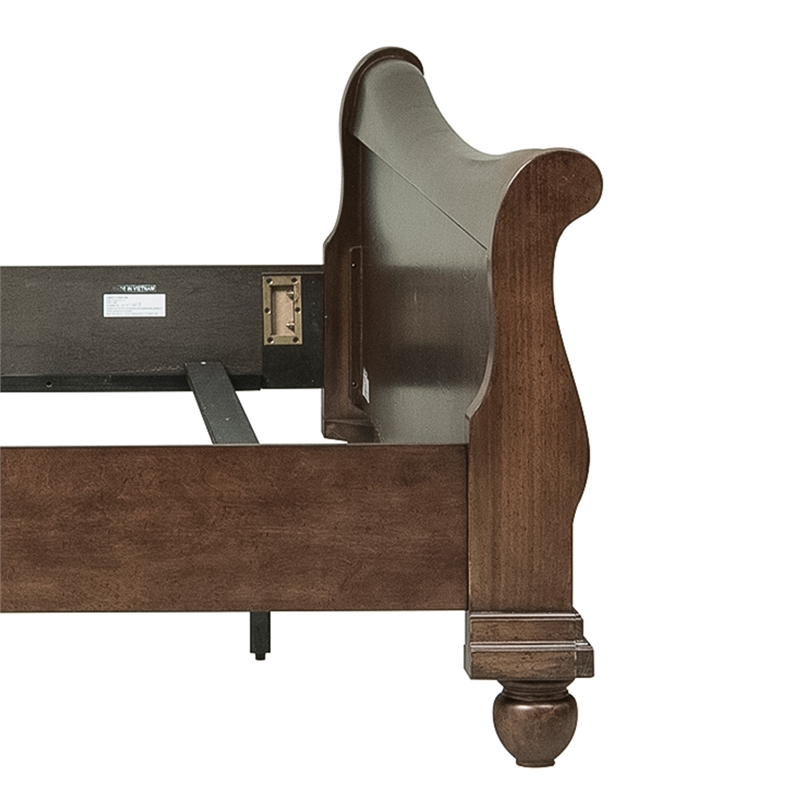Pemberly Row King Sleigh Bed with Rolled Cap Rail in Rustic Cherry