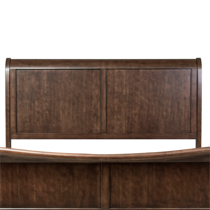 Pemberly Row King Sleigh Bed with Rolled Cap Rail in Rustic Cherry