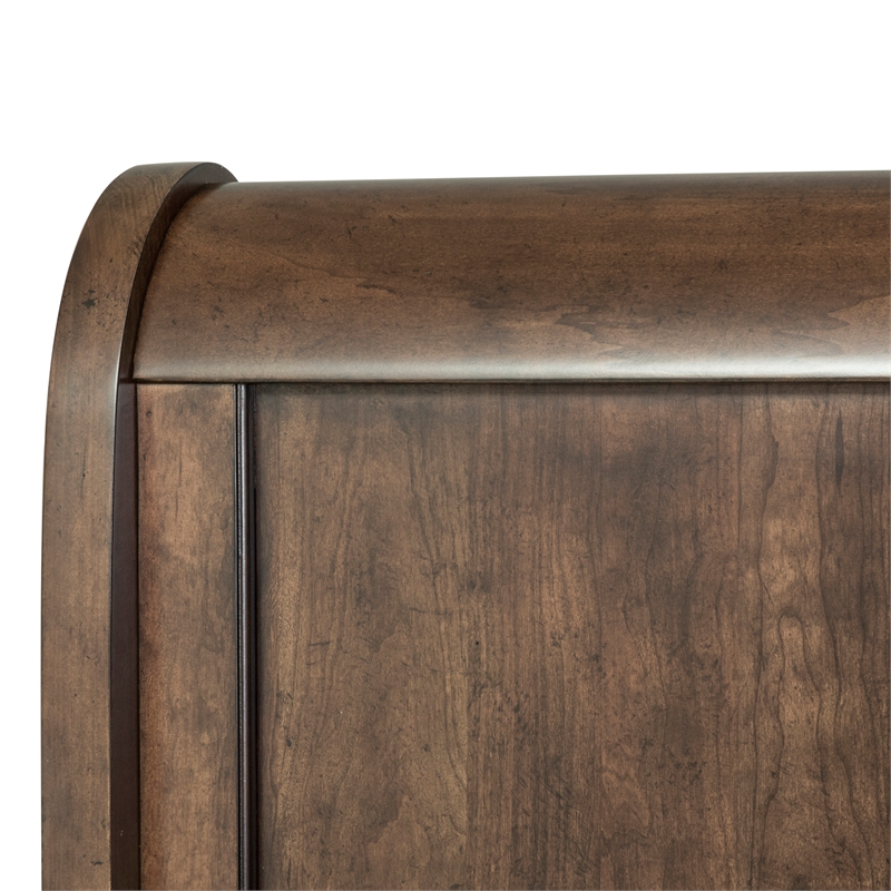Pemberly Row King Sleigh Bed with Rolled Cap Rail in Rustic Cherry