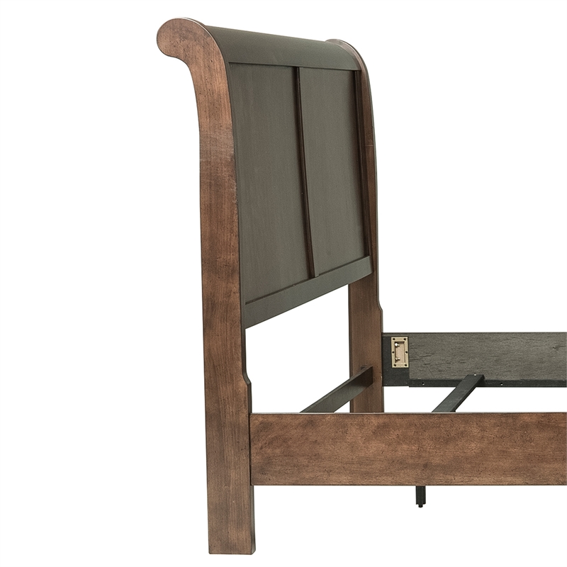 Pemberly Row King Sleigh Bed with Rolled Cap Rail in Rustic Cherry