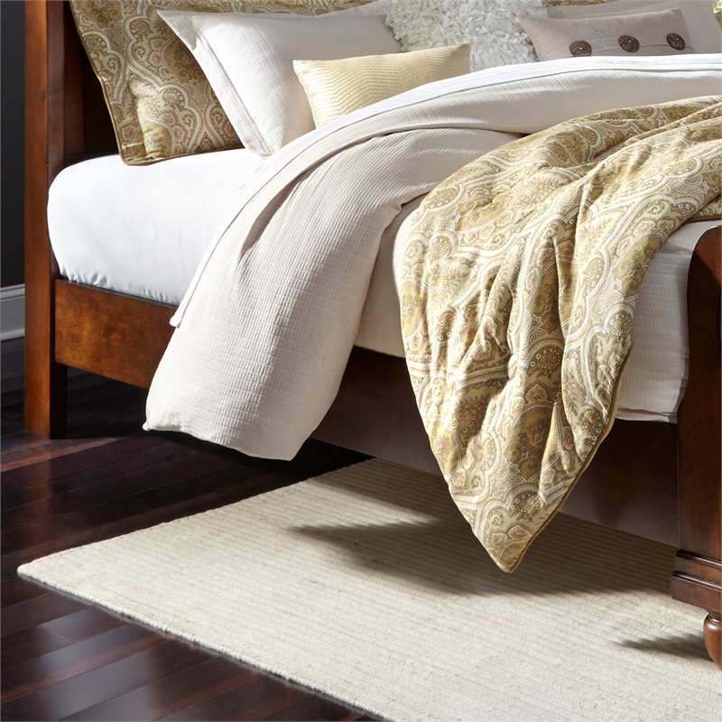Pemberly Row King Sleigh Bed with Rolled Cap Rail in Rustic Cherry