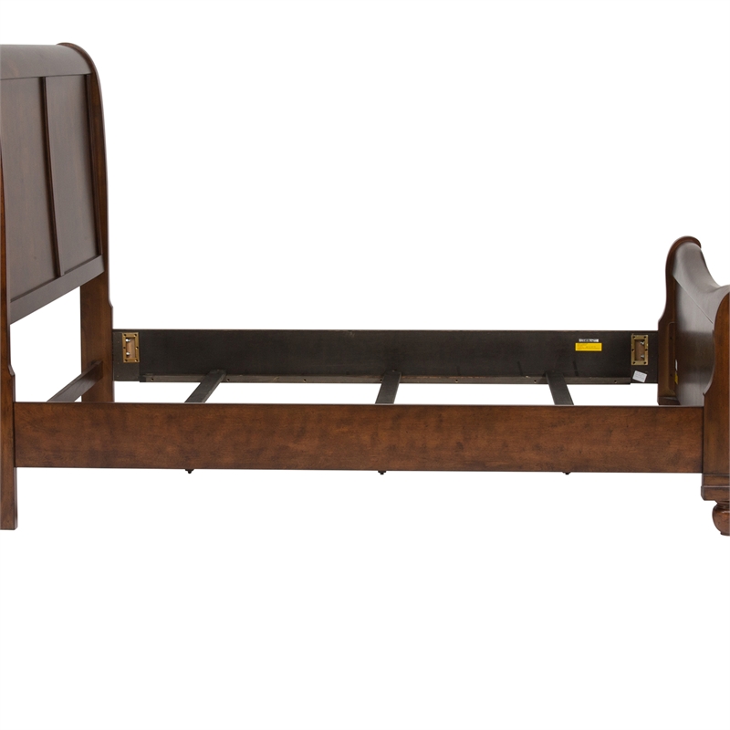 Pemberly Row King Sleigh Bed with Rolled Cap Rail in Rustic Cherry