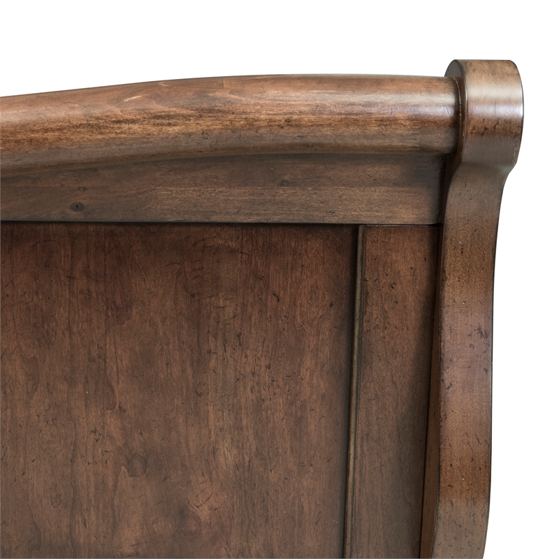 Pemberly Row King Sleigh Bed with Rolled Cap Rail in Rustic Cherry
