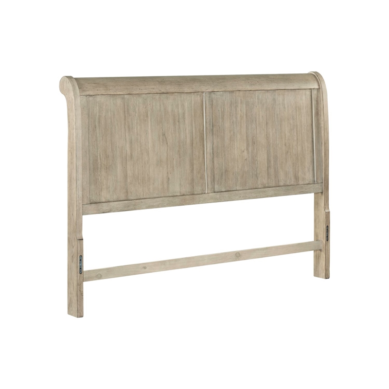 Pemberly Row Queen Sleigh Headboard with Louis Philippe Style in Saddle Tan