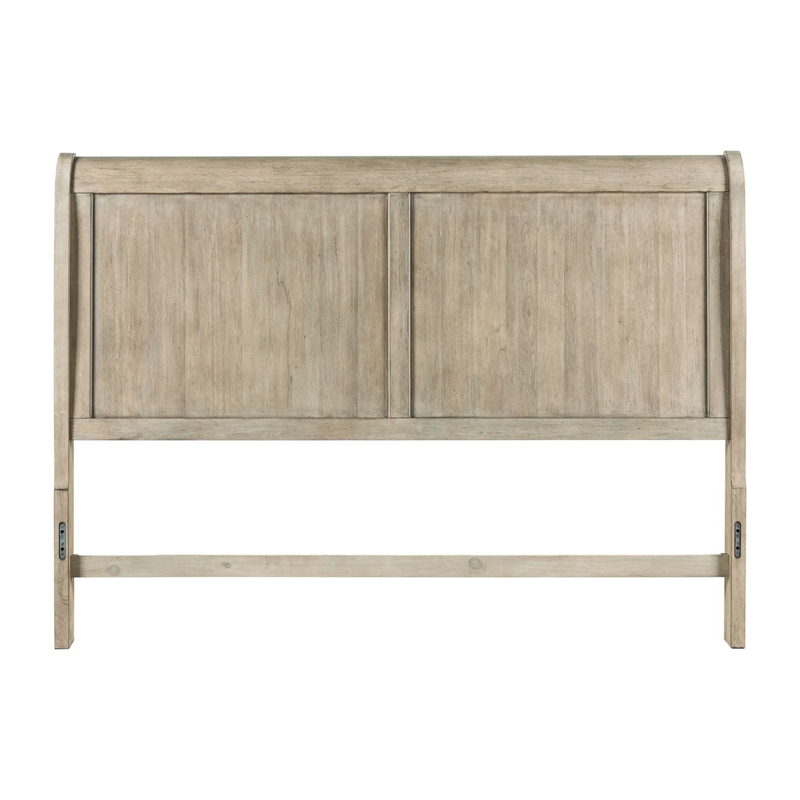 Pemberly Row Queen Sleigh Headboard with Louis Philippe Style in Saddle Tan