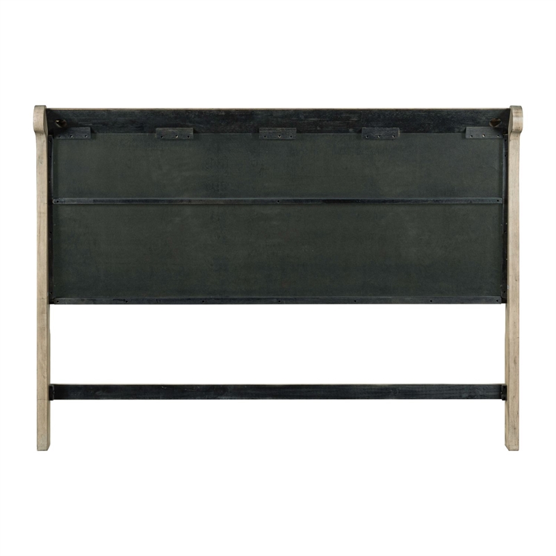 Pemberly Row Queen Sleigh Headboard with Louis Philippe Style in Saddle Tan
