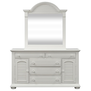 Pemberly Row Wood Dresser and Mirror in Oyster White Finish