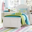 Pemberly Row Twin Panel Bed with Louvered Accents in Oyster White