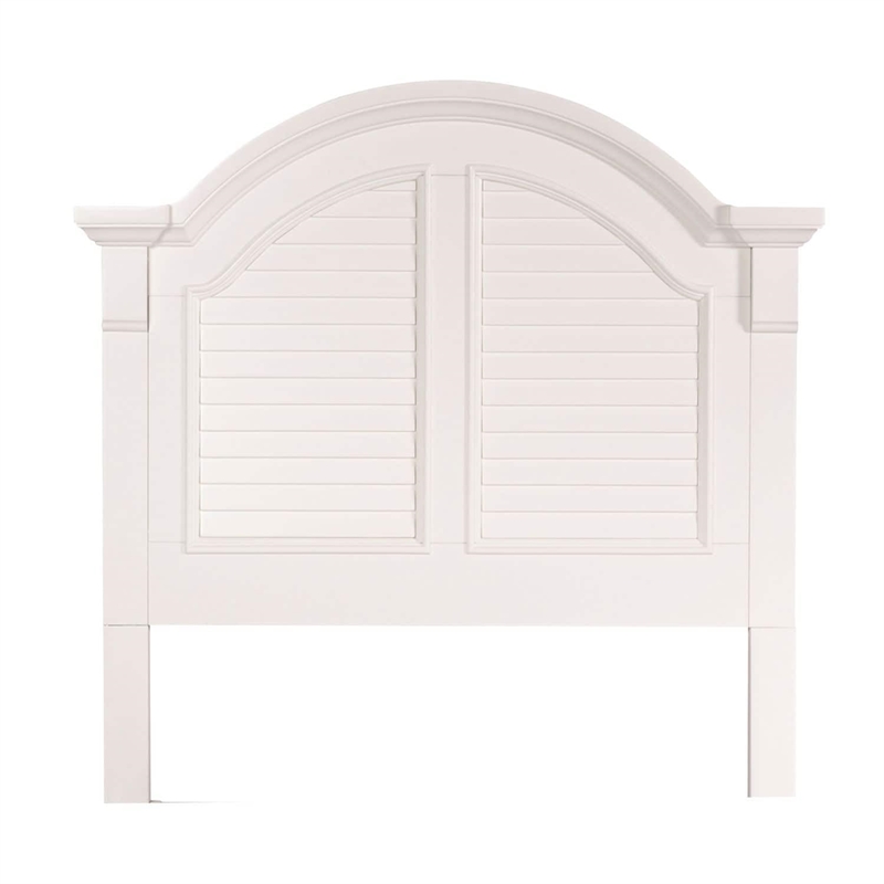 Pemberly Row Twin Panel Bed with Louvered Accents in Oyster White