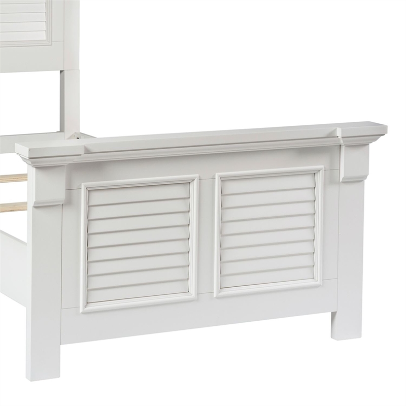 Pemberly Row Twin Panel Bed with Louvered Accents in Oyster White