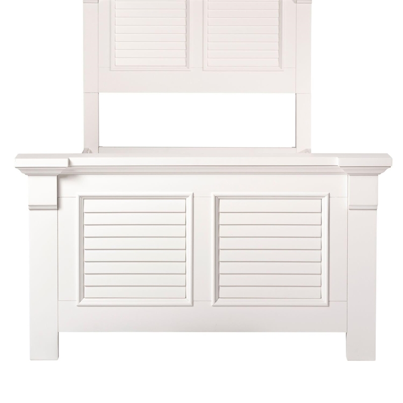 Pemberly Row Twin Panel Bed with Louvered Accents in Oyster White