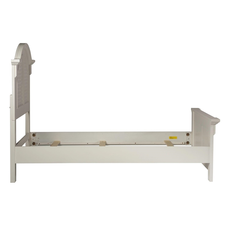 Pemberly Row Twin Panel Bed with Louvered Accents in Oyster White