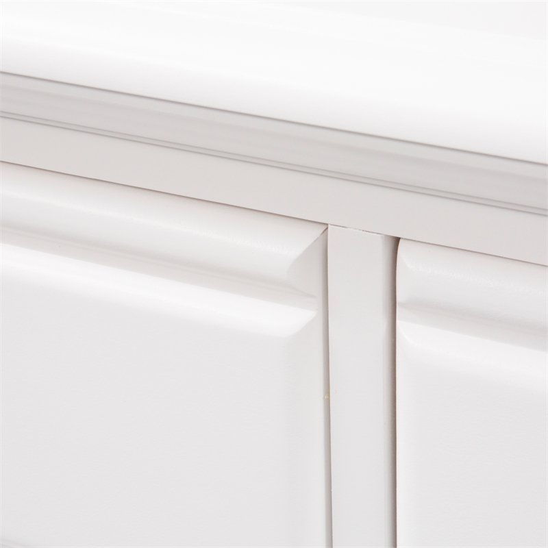 Pemberly Row Cottage Media Chest with Louvered Accents in Oyster White