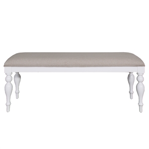 Pemberly Row Upholstered Dining Bench with Turned Legs in Oyster White