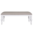 Pemberly Row Upholstered Dining Bench with Turned Legs in Oyster White