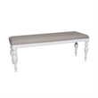 Pemberly Row Upholstered Dining Bench with Turned Legs in Oyster White