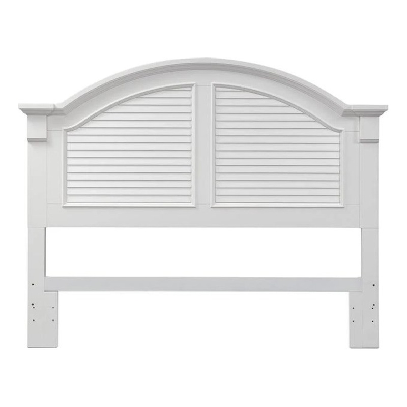 Pemberly Row King Panel Headboard with Louvered Panels in Oyster White
