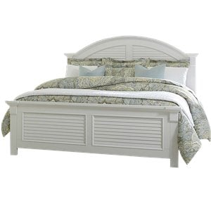 Pemberly Row King Panel Bed with Louvered Panels in Oyster White