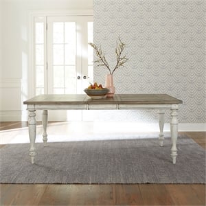 Pemberly Row Rectangular Leg Dining Table with 14 Inch Leaf in Antique Linen