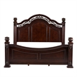 Pemberly Row California King Poster Bed with Acanthus Leaf Carvings in Cognac