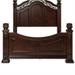 Pemberly Row California King Poster Bed with Acanthus Leaf Carvings in Cognac